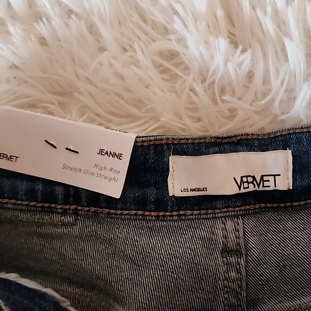 Vervet Jeanne Blue Denim Jeans Brand New High Rise Stretch Slim Straight